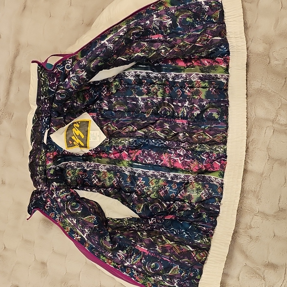 Vintage Izzi Ski Puffer Jacket Coat Womens M White Purple Teal 80s 90s Rare - Picture 5 of 13